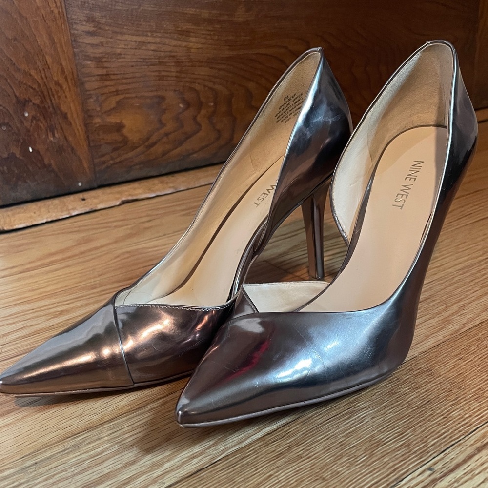 Metallic Rose Gold d’Orsay Pointed Toe Stiletto Heels | size 8 | Nine West